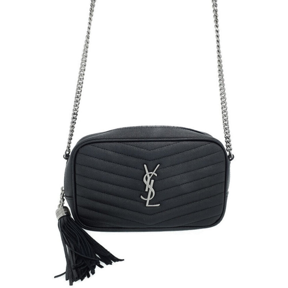 Saint Laurent Lou camera Chain bag black grained matelasse calf leather